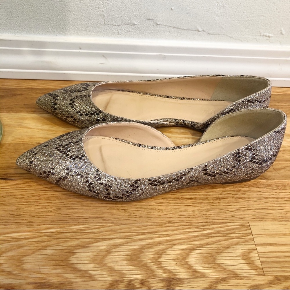 J. Crew Audrey Glitter Flats EUC